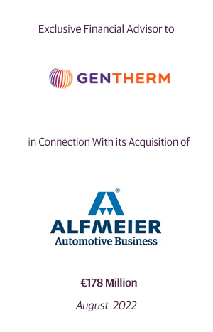 Exclusive Financial Advisor to Gentherm.