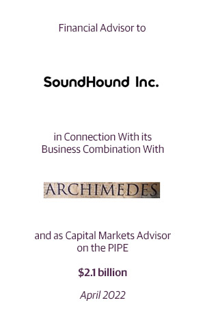 Exclusive Financial Advisor to SoundHound Inc..